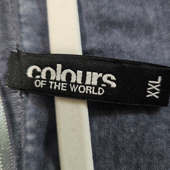 Women's Long Sleeve Scoop Neck Henley Top in Burntout Blue with silver buttons - Picture 7 of 8